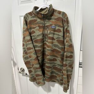 Patagonia Camo Fleece Quarter-Zip - Olive Green & Brown